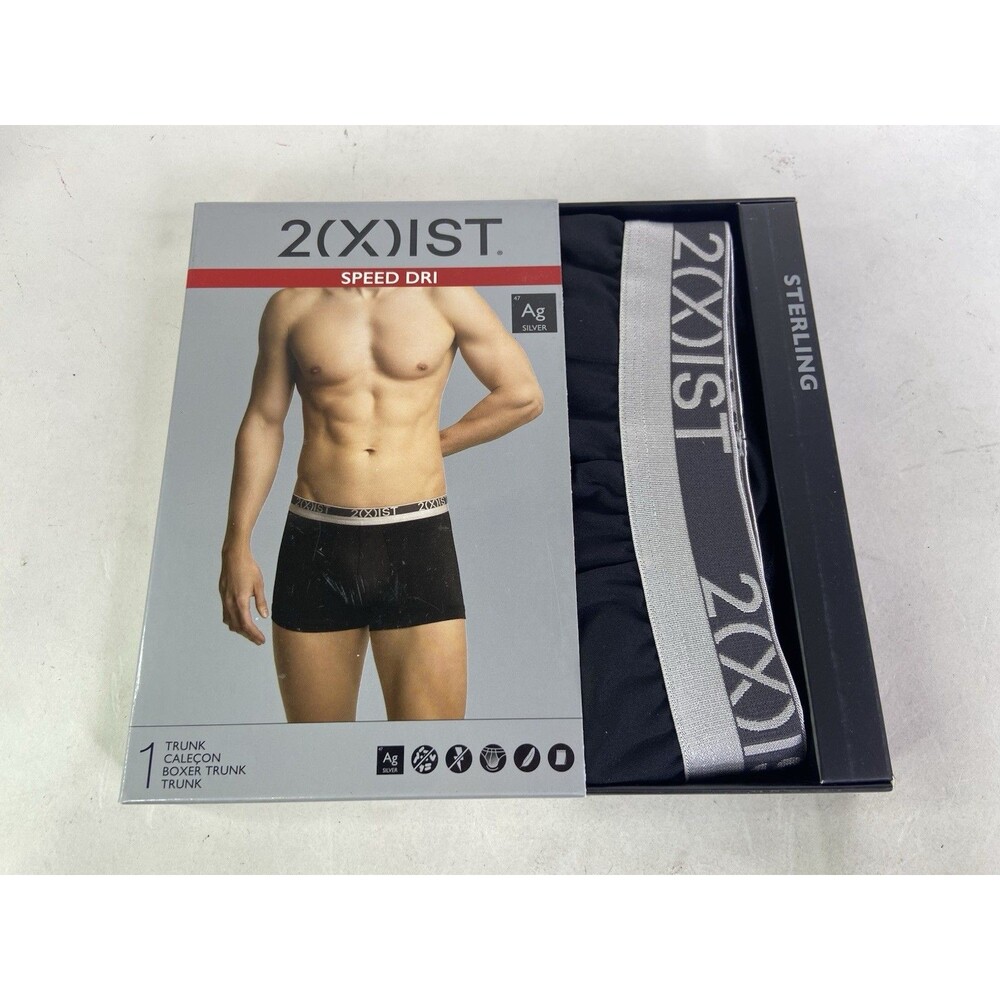 2xist Speed Dri Trunk Boxer Briefs Sterling Black Underwear Mens Size S